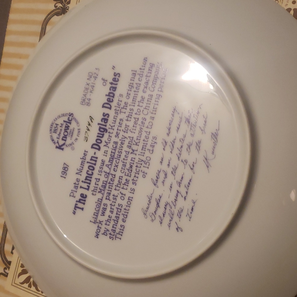 THE LINCOLN- DOUGLAS  DEBATES COLLECTOR PLATE - Picture 6 of 6